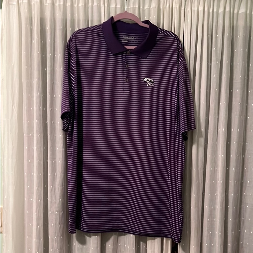 Men's Purple XXL Striped Polo Shirt